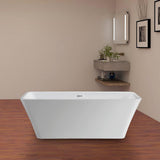 Nantes 67 in. Acrylic Flatbottom Freestanding Bathtub in White - Super Arbor