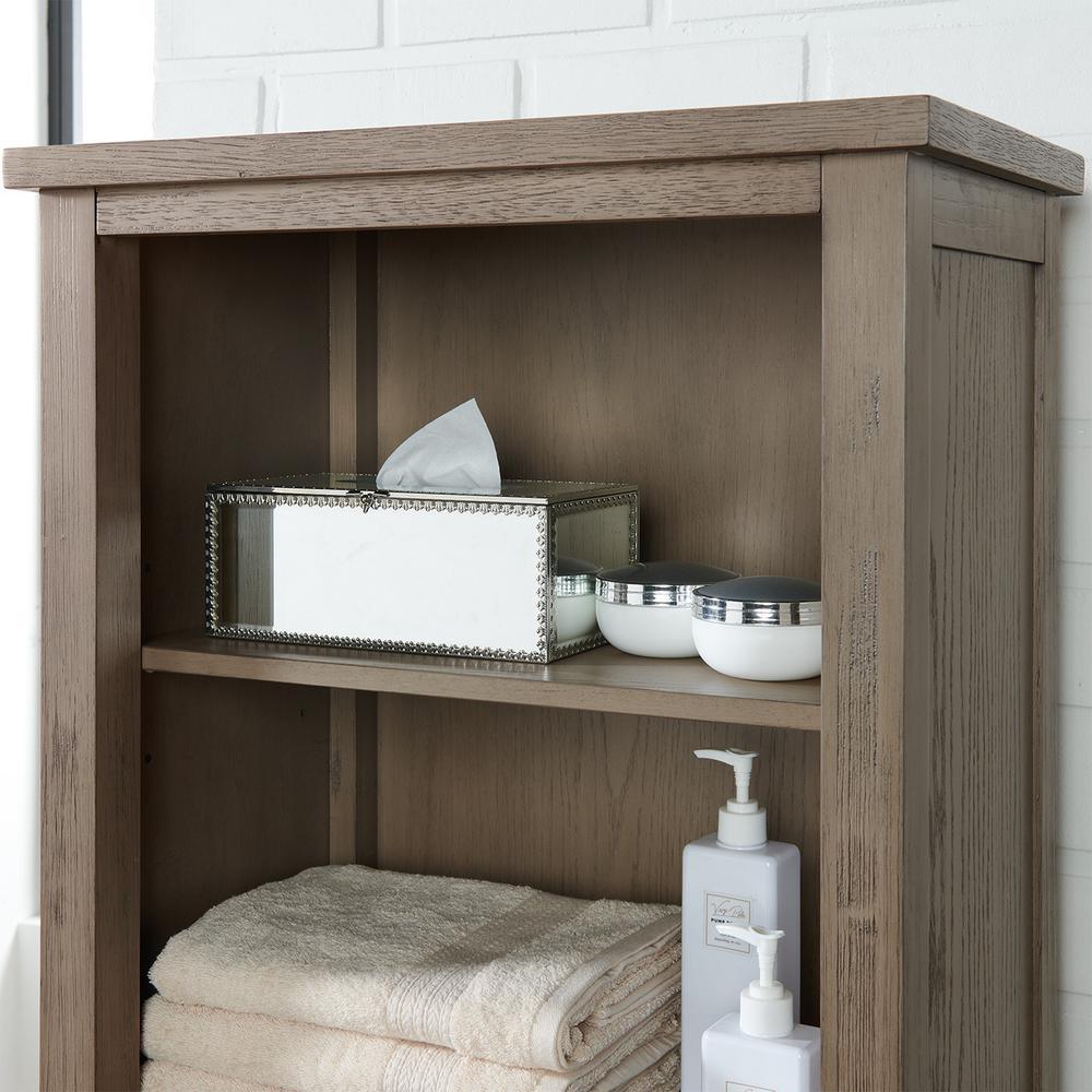 Wimsbury 24 in. W x 14 in. D x 65 in. H Single Door Linen Cabinet in Weather Oak - Super Arbor