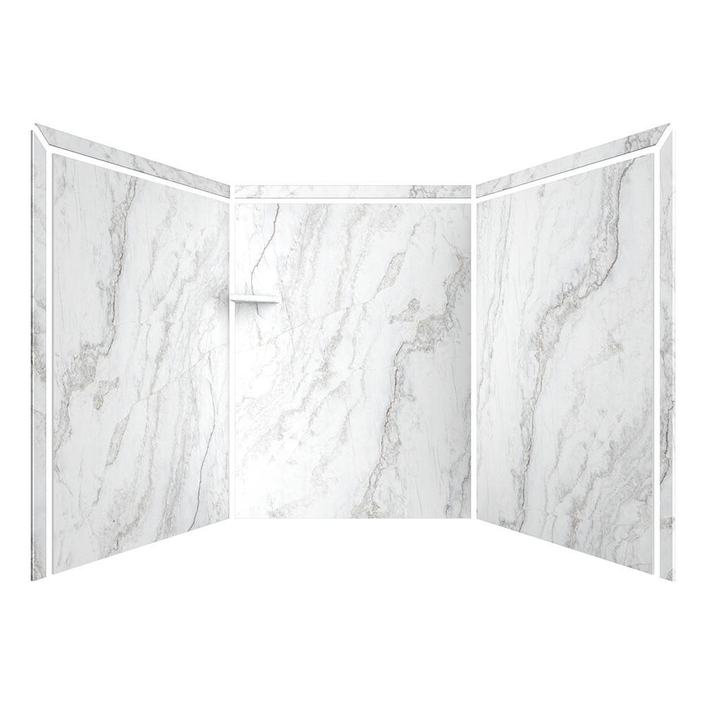 Adaptable 60 in. x 60 in. x 80 in. 9-Piece Easy Up Adhesive Alcove Shower Surround in Calypso - Super Arbor