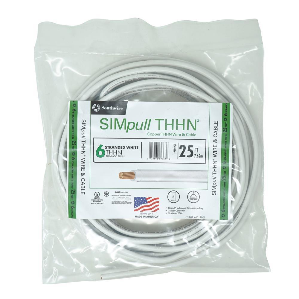 500 ft. 6 Black Stranded CU SIMpull THHN Wire - Super Arbor