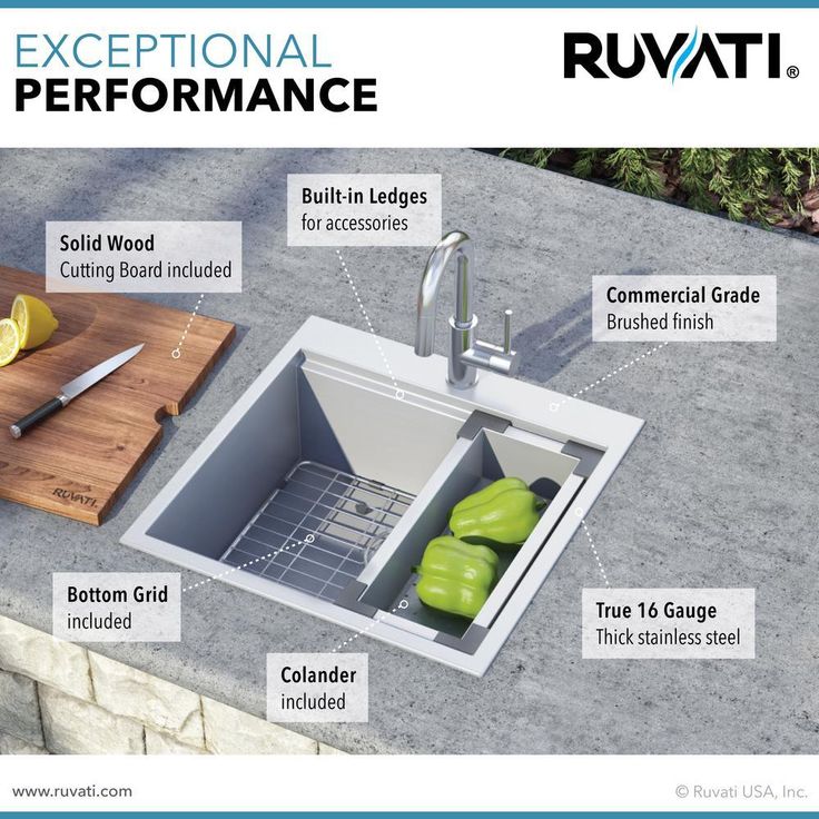 21 x 20 in. RV Workstation Drop-In Topmount Bar Prep Kitchen Sink 16-Gauge Stainless Steel
