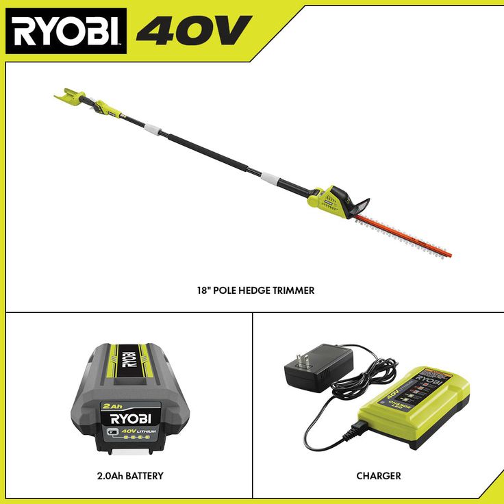 RYOBI 18 in. 40-Volt Lithium-Ion Cordless Pole Hedge Trimmer with 2.0 Ah Battery and Charger Included