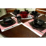 Evening Blossom 16-Piece Casual Black Stoneware Dinnerware Set (Service for 4)