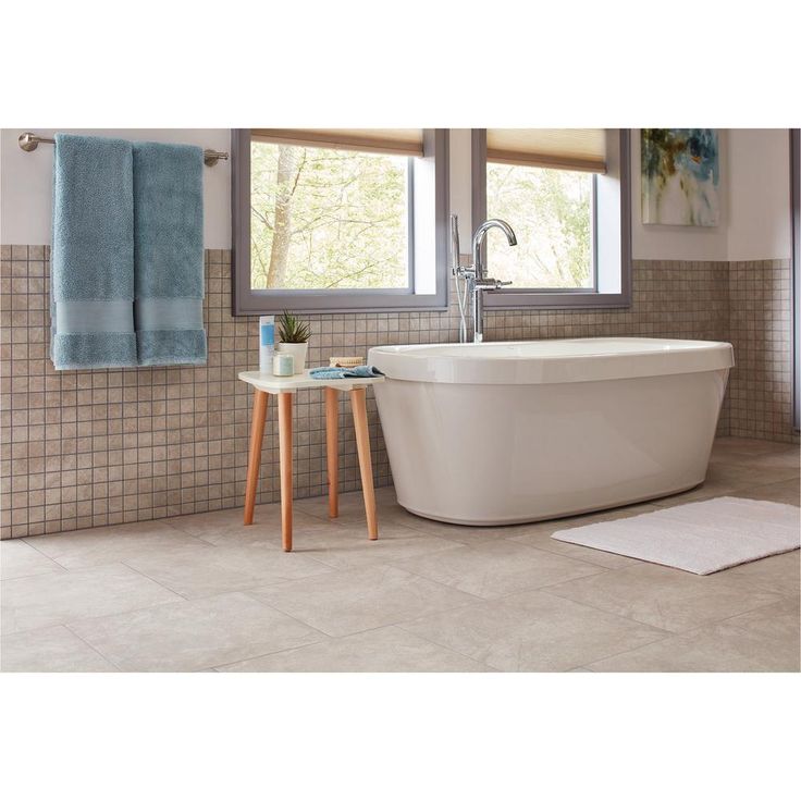 TrafficMaster Portland Stone Gray 18 in. x 18 in. Glazed Ceramic Floor and Wall Tile (17.44 sq. ft. / case)
