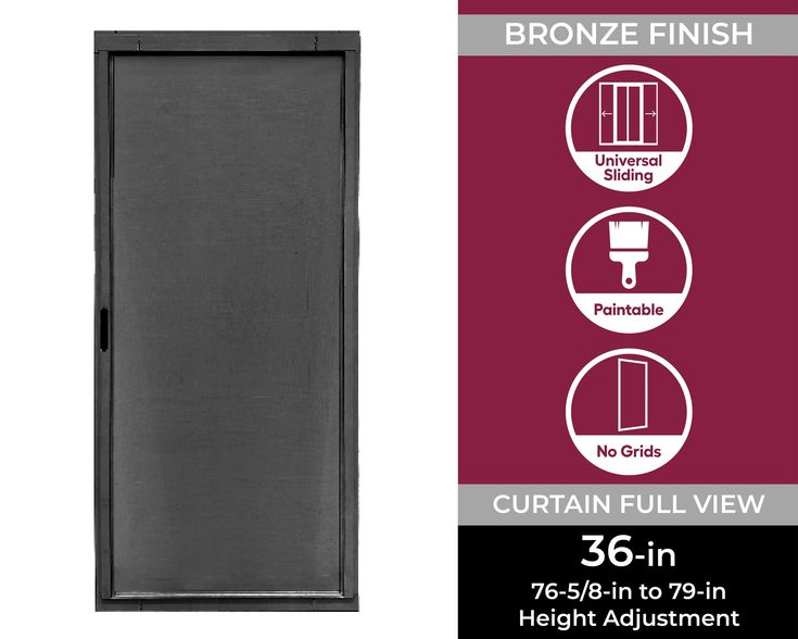 RELIABILT 36-in x 80-in Bronze Aluminum Sliding Patio Screen Door
