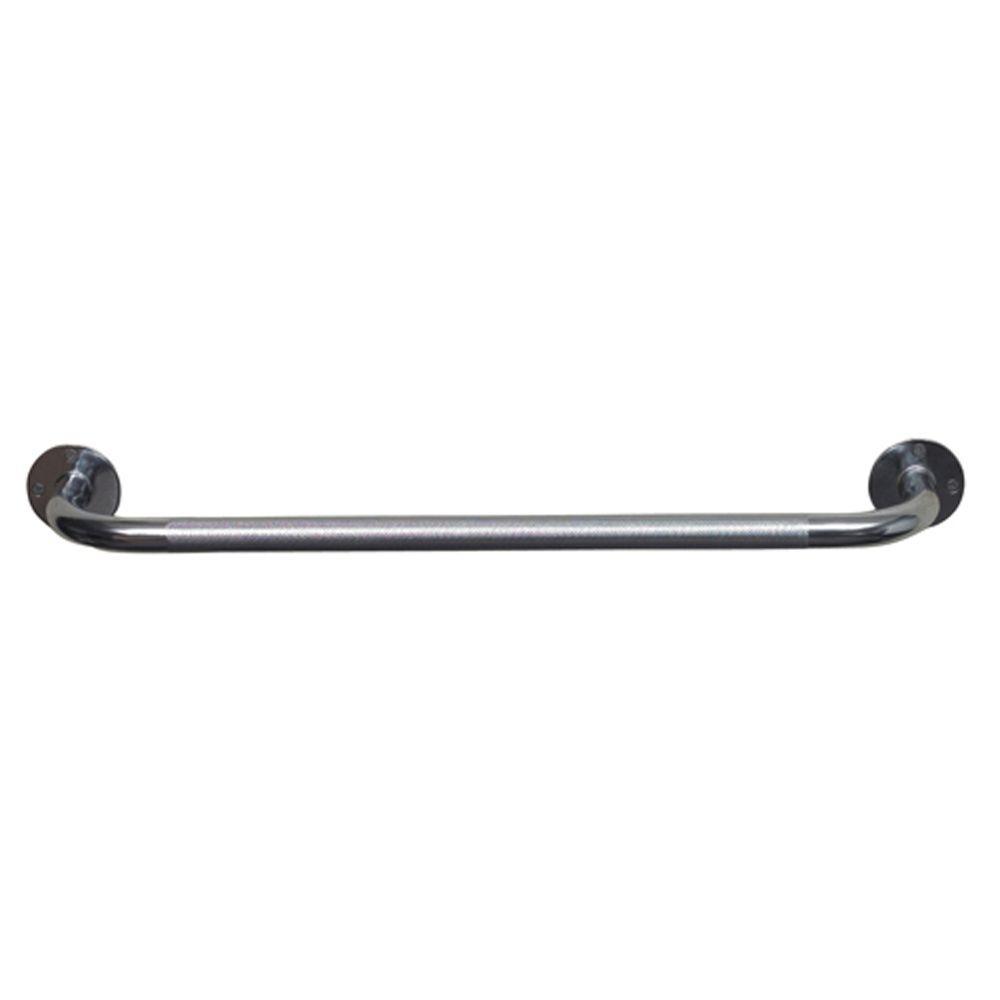 24 in. x 1 in. Steel Knurled Grab Bar in Silver - Super Arbor