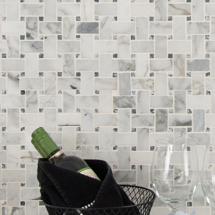 MSI Calacatta Cressa Basket Weave 12 in. x 12 in. x 10 mm Honed Marble Mesh-Mounted Mosaic Tile (10 sq. ft. / case)