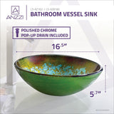 Tara Deco-Glass Vessel Sink in Glacial Blaze - Super Arbor