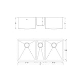 Undermount Stainless Steel 42 in. x 20 in. x 10 in. 16-Gauge Triple Bowl Kitchen Sink Combo w/Silicone Gloves & Strainer - Super Arbor