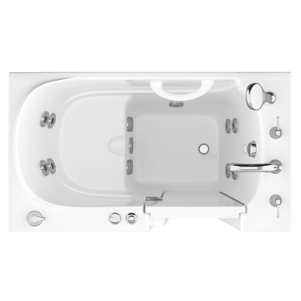HD Series 46 in. Right Drain Quick Fill Walk-In Whirlpool Bath Tub with Powered Fast Drain in White - Super Arbor