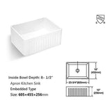Fireclay 24 in. Single Bowl Farmhouse/ Apron-Front Porcelain Ceramic Kitchen Sink in White