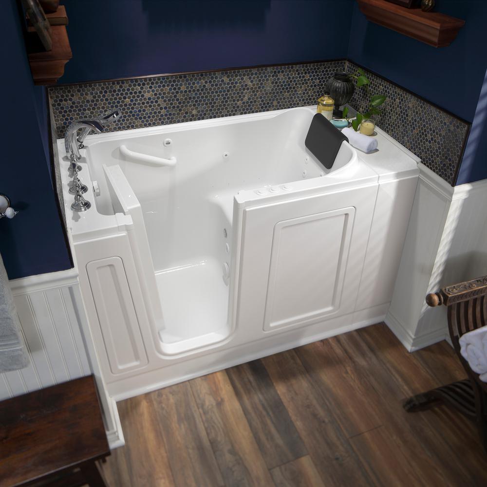Acrylic Luxury 51 in. x 30 in. Left Hand Walk-In Whirlpool and Air Bathtub in White - Super Arbor