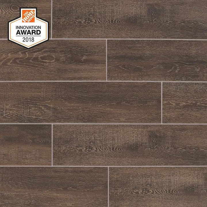 Lifeproof Coffee Wood 6 in. x 24 in. Glazed Porcelain Floor and Wall Tile (14.55 sq. ft. / case)