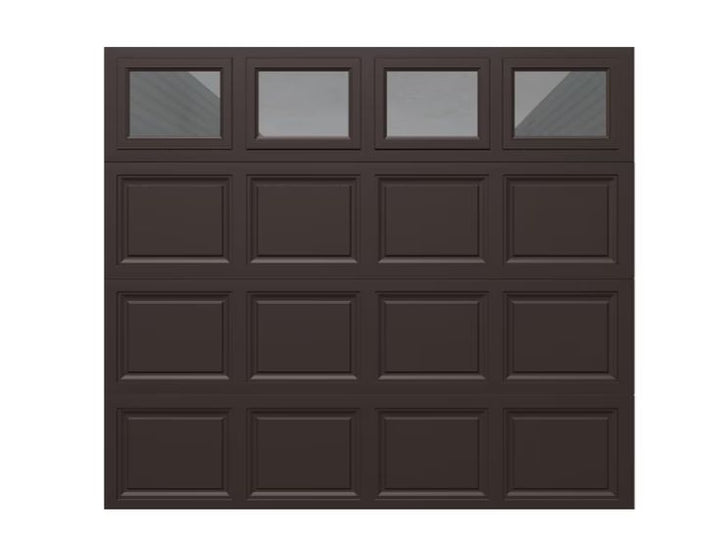 Wayne Dalton Classic Steel Model 9100 8-ft x 7-ft Insulated Brown Single Garage Door with Windows
