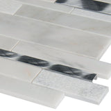MSI Moderno Blanco Interlocking 12 in. x 18 in. x 8 mm Metal Stone Blend Mesh-Mounted Mosaic Tile (15 sq. ft. / case)