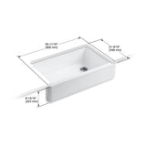 Whitehaven Farmhouse Undermount Self-Trimming Apron Front Cast Iron 36 in. Single Bowl Kitchen Sink in White - Super Arbor
