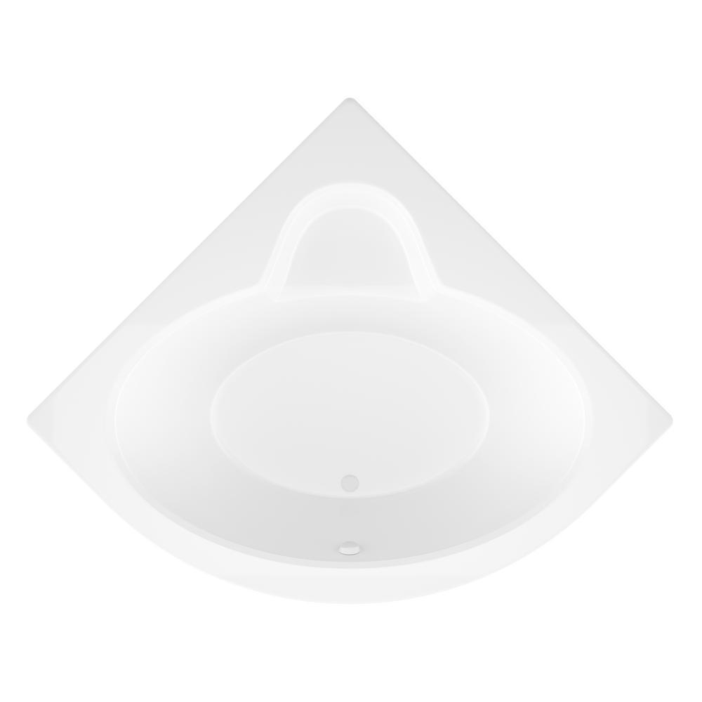 Jasper 5 ft. Acrylic Center Drain Corner Drop-in Non-Whirlpool Bathtub in White - Super Arbor