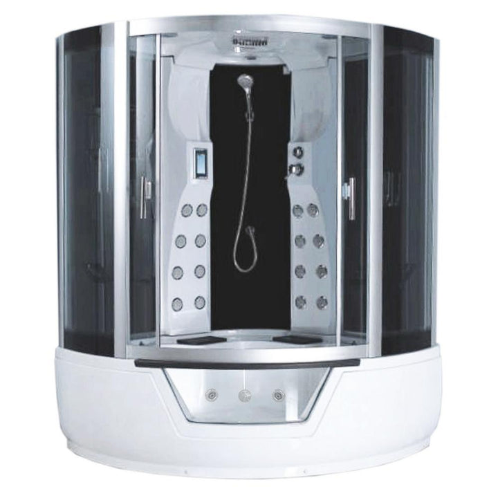 Montecarlo with heater 59.05 in. L Acrylic Center Drain Corner Alcove Whirlpool Bathtub in White - Super Arbor