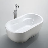Brescia 65.04 in. Acrylic Flatbottom Non-Whirlpool Freestanding Bathtub in Glossy White - Super Arbor