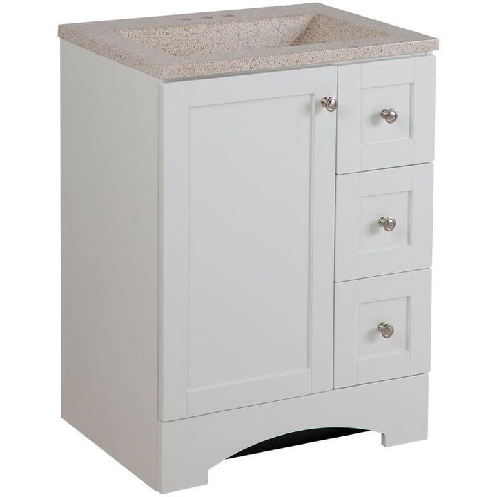Lancaster 24 in. W Bath Vanity in White with Alpine Vanity Top in White