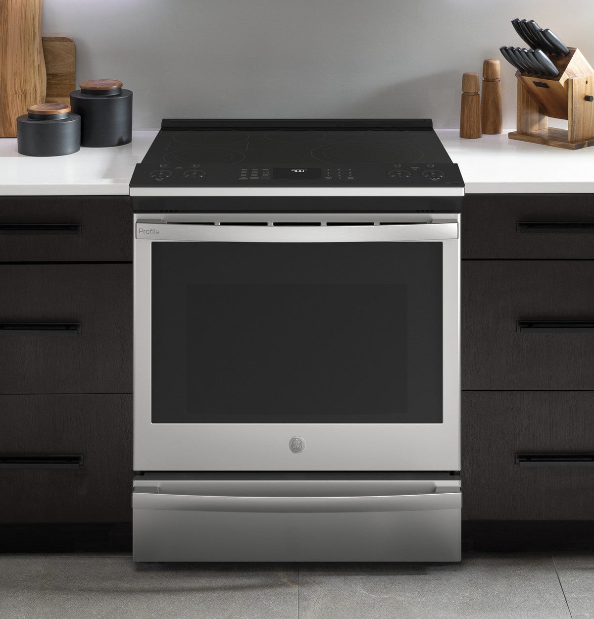 GE Profile 5.3 cu. ft. Electric Range with Steam-Cleaning Convection Oven and Air Fry in Stainless Steel