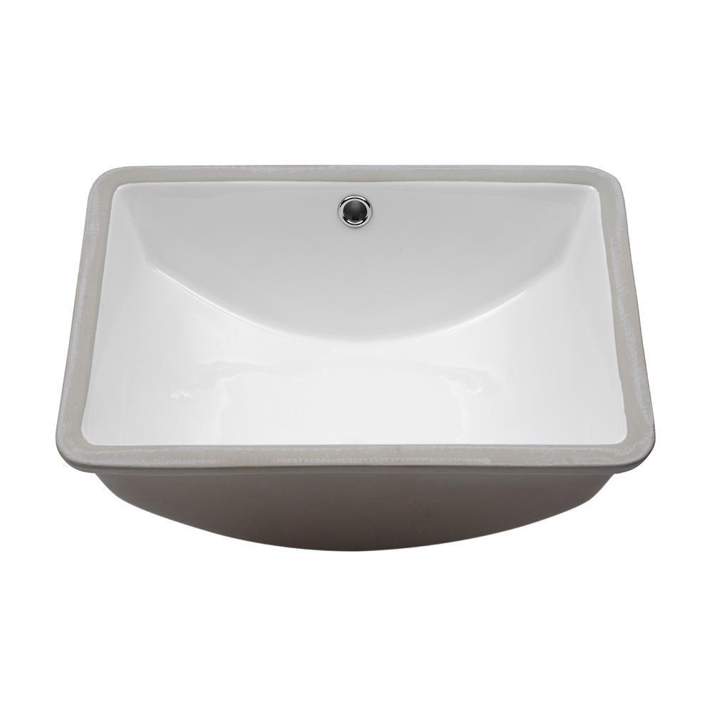 18 in. x 14 in. Vessel Sink Rectangle Undermount Bathroom Sink White - Super Arbor