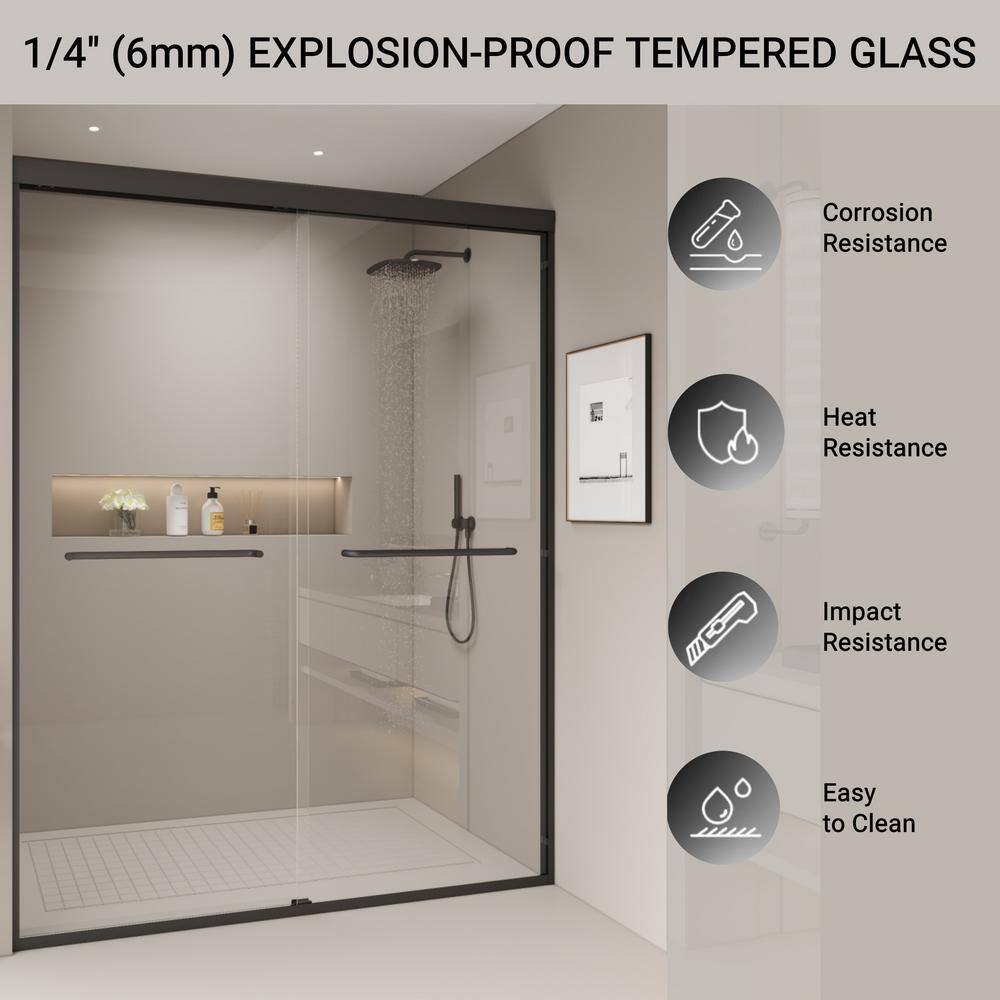 Abruzzo 60 in.W x 72 in.H Double Sliding Semi-frameless Bypass Bathroom Shower Door in Brushed Nickel with 1/4 in.Tempered Glass