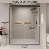 Abruzzo 60 in.W x 72 in.H Double Sliding Semi-frameless Bypass Bathroom Shower Door in Brushed Nickel with 1/4 in.Tempered Glass