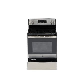 GE 30-in Smooth Surface 4 Elements 5.3-cu ft Self-Cleaning Freestanding Electric Range (Stainless Steel)