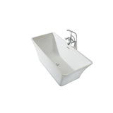 67 in. Acrylic Center Drain Rectangle Flat Bottom Freestanding Bathtub in White - Super Arbor