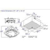 59 in. Acrylic Offset Drain Corner Apron Front Whirlpool Bathtub in White - Super Arbor