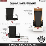 Rev-A-Shelf 35-Quart Plastic Soft Close Pull Out Trash Can