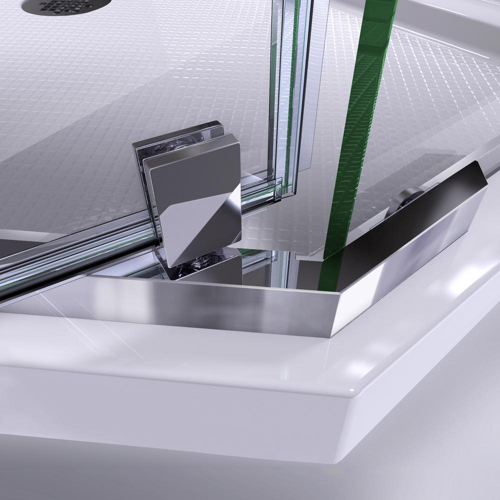 Prism 40-1/8 in. x 40-1/8 in. x 72 in. Semi-Frameless Neo-Angle Pivot Shower Enclosure in Brushed Nickel - Super Arbor