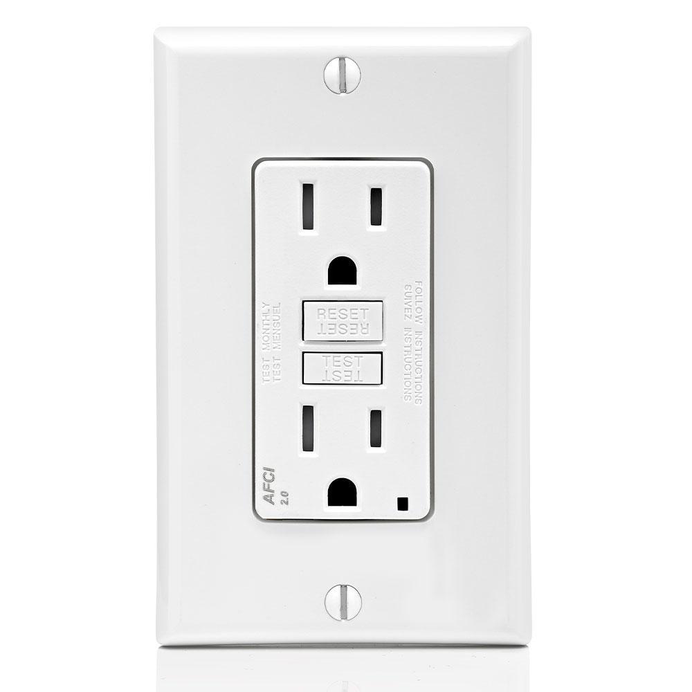 15 Amp Tamper Resistant AFCI Outlet, White - Super Arbor