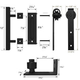 8 ft./96 in. Black Steel Bent Strap Sliding Barn Door Track and Hardware Kit with 12 in. Square Handle and Floor Guide - Super Arbor
