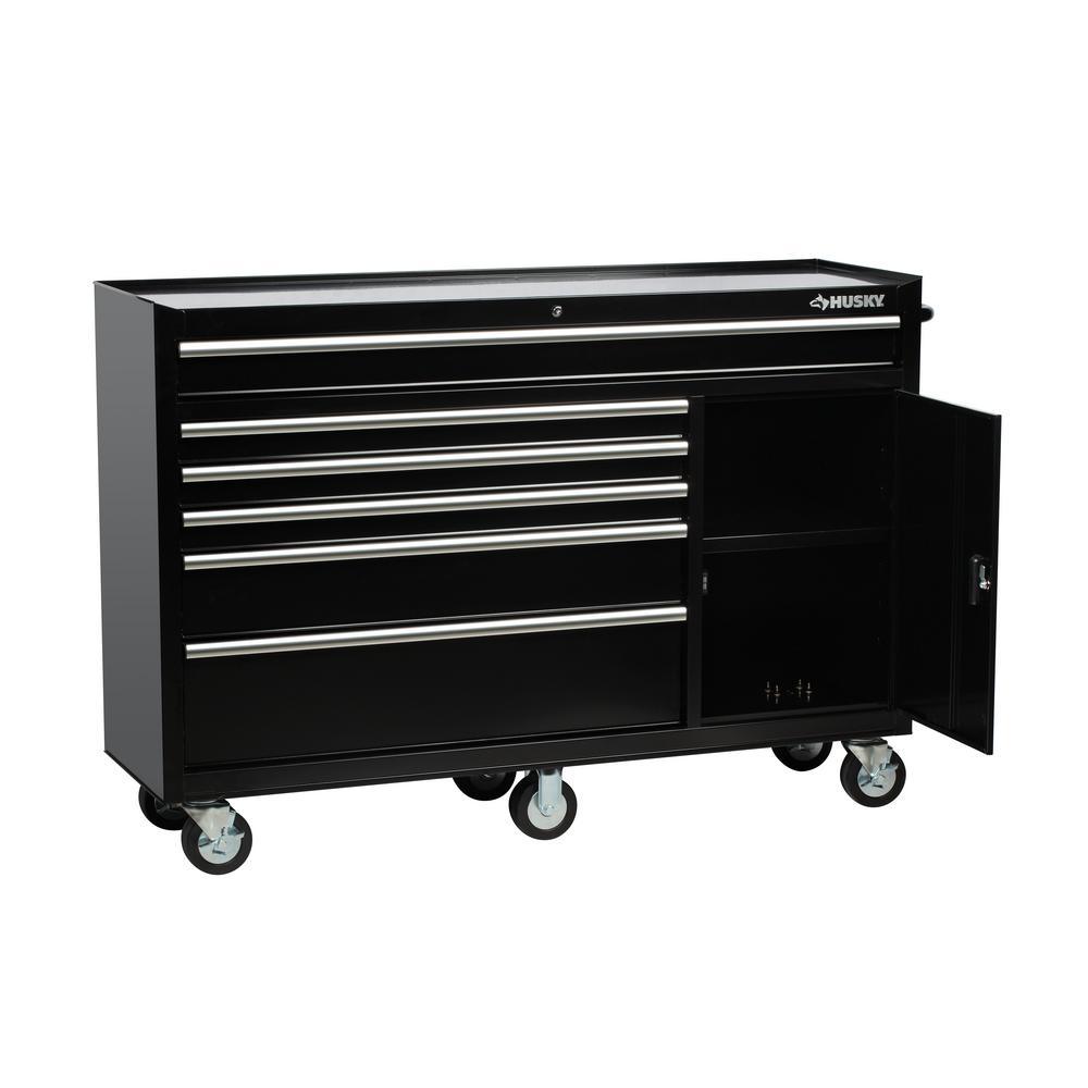61 in. W x 18 in. D x 6-Drawer Tool Chest Rolling Cabinet in Black