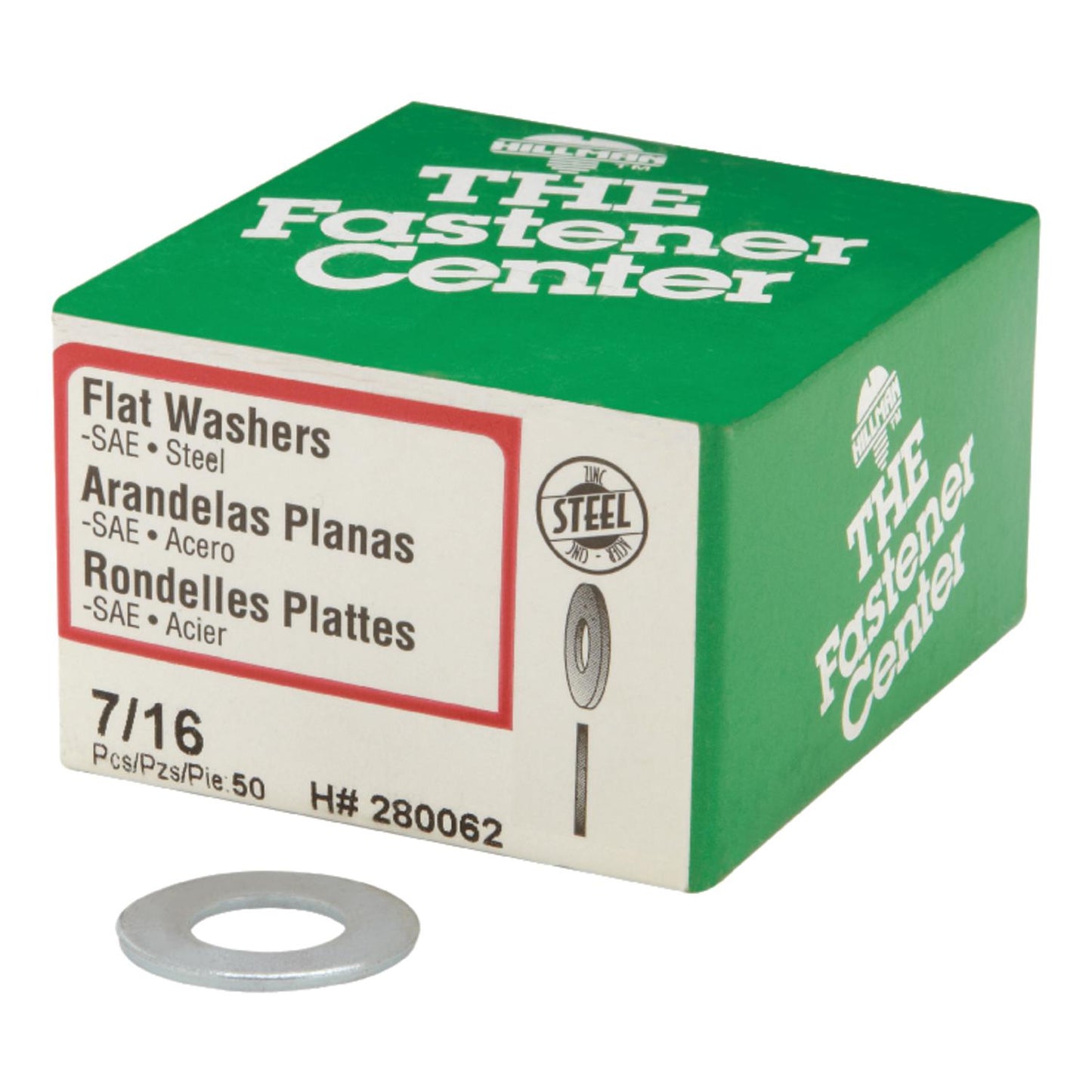 Hillman Zinc-Plated Steel 7/16 in. SAE Flat Washer, 50-Pack