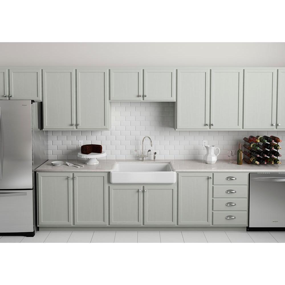 Whitehaven Farmhouse Apron Front Self-Trimming Cast Iron 36 in. Single Bowl Kitchen Sink in White - Super Arbor