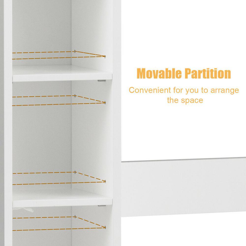 8 in. W Wooden Toilet Storage Cabinet Bathroom Shelves with Paper Drawer in White - Super Arbor