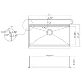 Handmade All-in-One Topmount Stainless Steel 33 in. x 22 in. Single Bowl Kitchen Sink w/ Pull-down Faucet, Accessory
