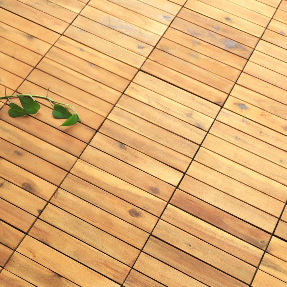 Courtyard Casual 12 in. x 12 in. Acacia Deck Tile in Teak (9 per Pack)