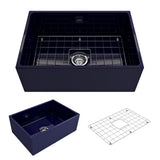 Contempo Farmhouse Apron Front Fireclay 27 in. Single Bowl Kitchen Sink with Bottom Grid and Strainer in White - Super Arbor