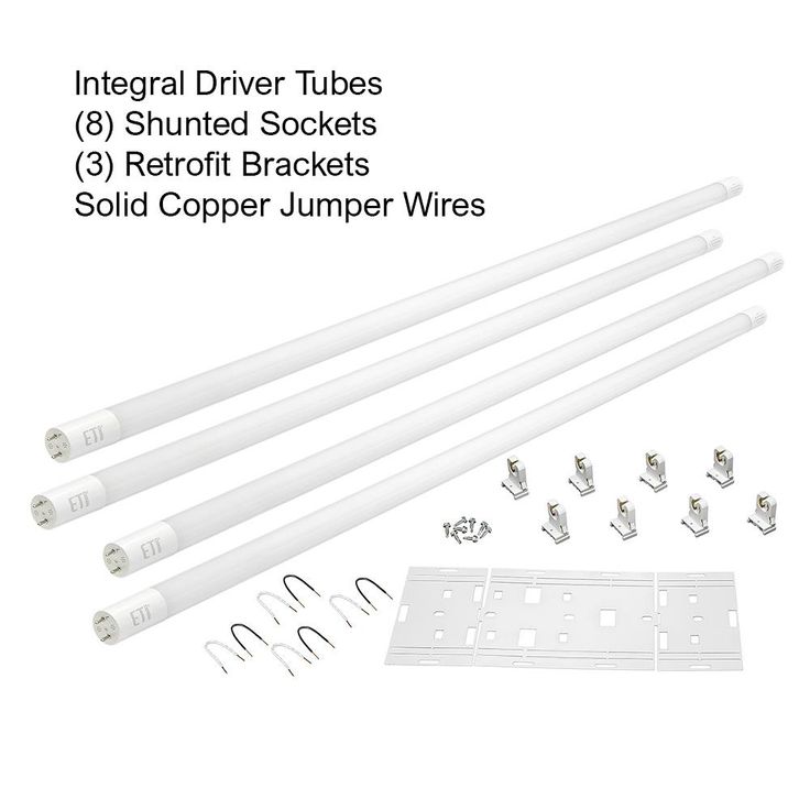 ETi 48-Watt 4 ft. Linear LED Tube Light Bulb Retrofit Conversion Kit Replaces 8 ft. T8 T12 Fluorescent 7200 Lumens (8-Pack)