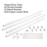 ETi 48-Watt 4 ft. Linear LED Tube Light Bulb Retrofit Conversion Kit Replaces 8 ft. T8 T12 Fluorescent 7200 Lumens (8-Pack)