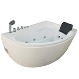 59 in. Acrylic Left Drain Corner Apron Front Whirlpool Bathtub in White - Super Arbor