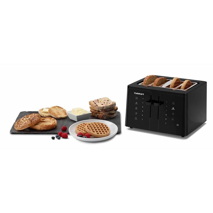 Touchscreen 4-Slice Black Wide Slot Toaster