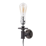 1/2 in. Black Steel Pipe 7.5 in. H Wall Sconce Lamp Kit