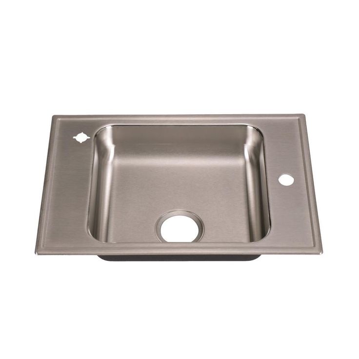 Classroom Sink, Drop-in, 17 in. x 25 in. 1-Compartment, ADA, SS, L/R Faucet Ledges, 6.5 in. Deep, Drain Center Rear