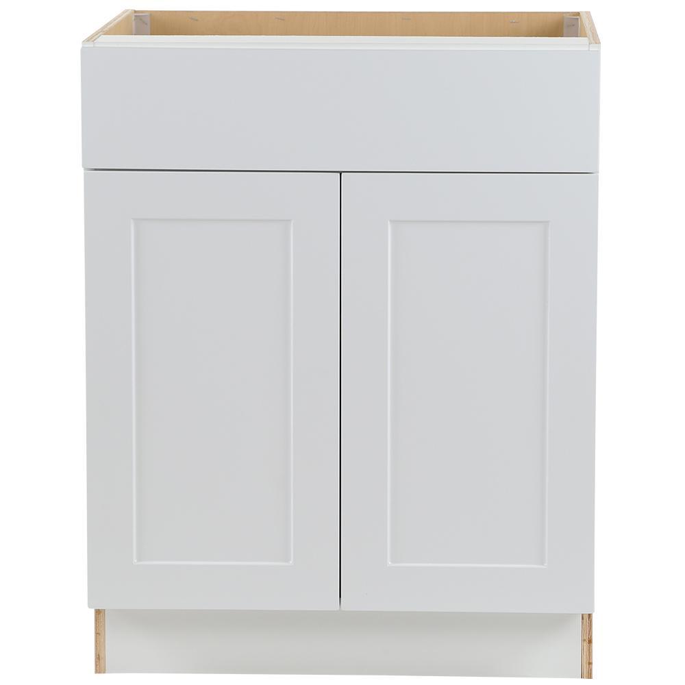 Cambridge Shaker Assembled 30x34.5x24.5 in. Plywood Base Cabinet w/ 1 Soft Close Drawer & 2 Soft Close Doors in White - Super Arbor