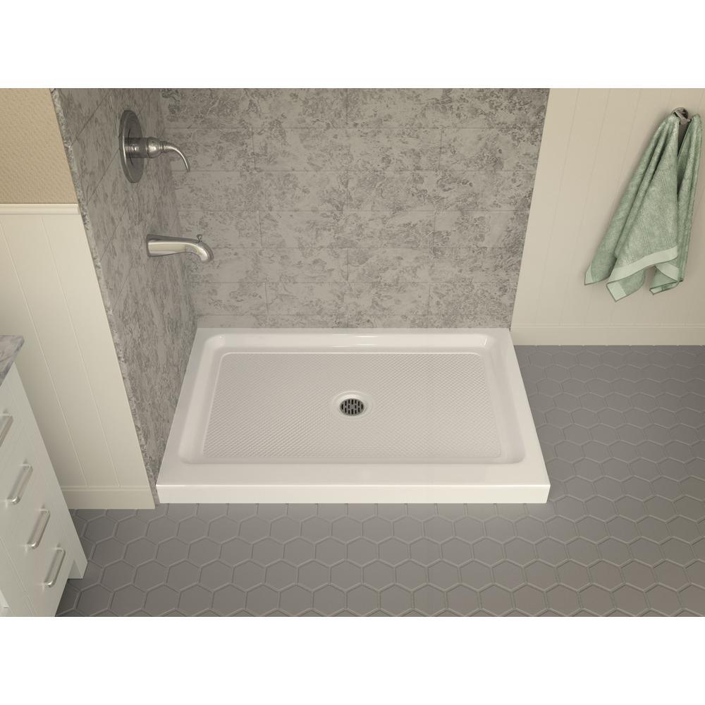 Vail 36 in. x 48 in. Double Threshold Shower Base in White - Super Arbor